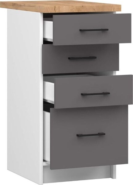 BDW kuchyňská skříňka, kuchyňská skříňka s pracovní deskou, dvířky, zásuvkou, bílá/šedá