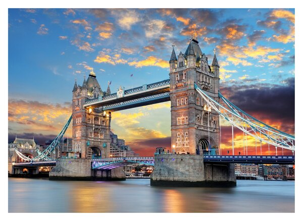 Skleněný obraz - Tower Bridge, Londýn, Anglie (70x50 cm)