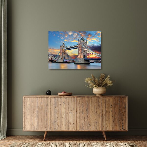 Skleněný obraz - Tower Bridge, Londýn, Anglie (70x50 cm)