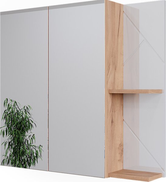 Skříňka se zrcadlem do koupelny Vicco Irma Bílá vysoký lesk 80 x 75 cm, Model 52081