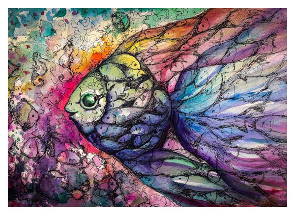 Skleněný obraz - Barevná rybička (70x50 cm)