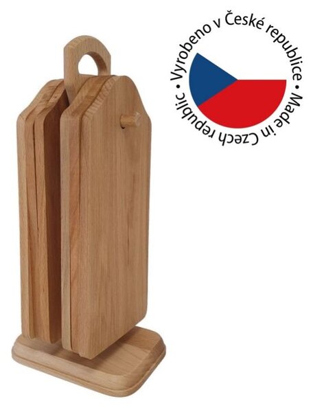 Bukové prkénko na stojanu, 6 kusů, 28 x 11 x 12 cm