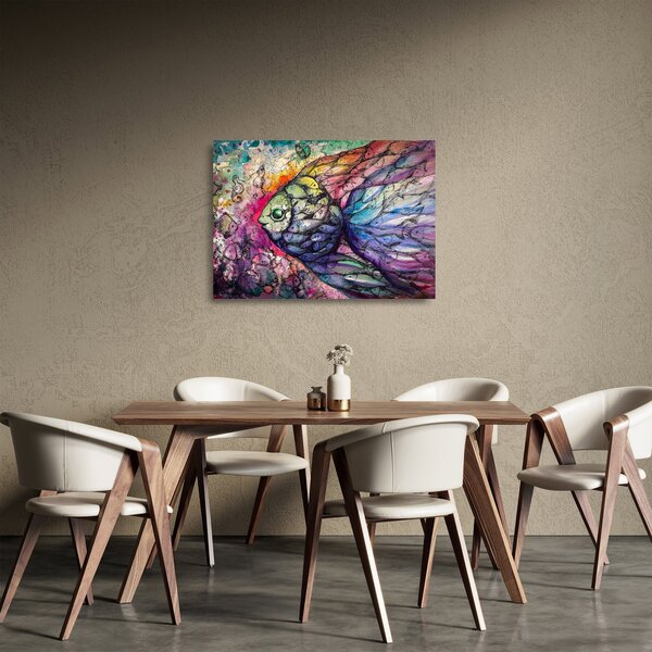 Skleněný obraz - Barevná rybička (70x50 cm)