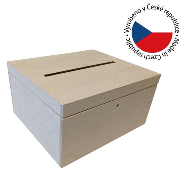 Dřevěný box na svatební dary a přání, střední, 29 x 15 x 24,5 cm