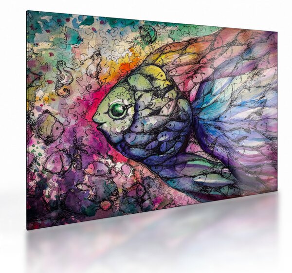 Skleněný obraz - Barevná rybička (70x50 cm)