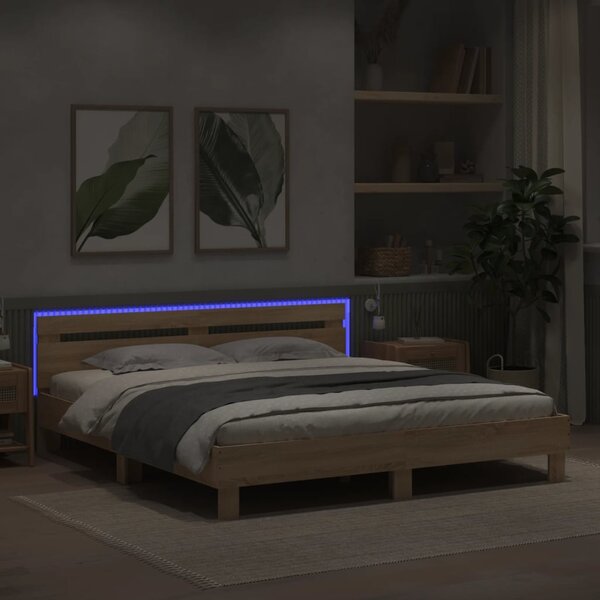Rám postele s čelem a LED osvětlením dub sonoma 180 x 200 cm 3207527