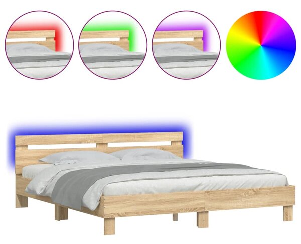Rám postele s čelem a LED osvětlením dub sonoma 180 x 200 cm 3207527