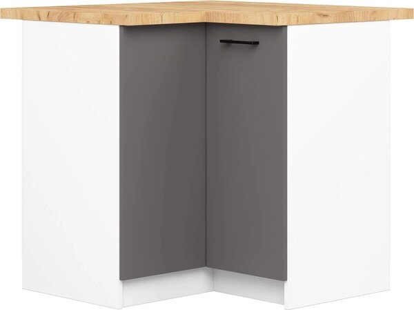 Kuchyňská skříň OLIWIA S90/90 s šedými fronty a dubovou pracovní deskou pro moderní kuchyň