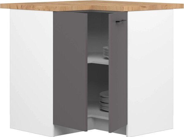 Kuchyňská skříň OLIWIA S90/90 s šedými fronty a dubovou pracovní deskou pro moderní kuchyň
