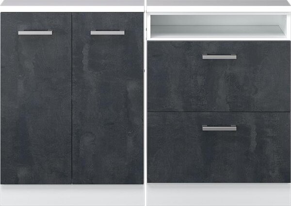 Kuchyňská skříňka pod šikmou střechu Vicco R-Line Černý beton 120 cm Sada 2 kusů, Model 58125
