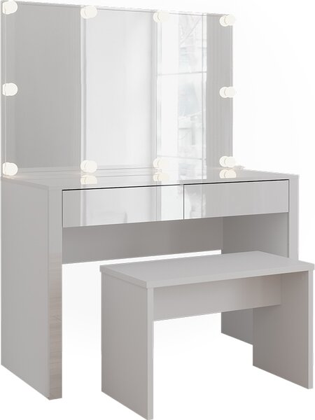 Toaletní stolek Vicco Annabelle Bílá vysoký lesk/bílá 110 cm s osvětlením LED a lavičkou, Model 55046