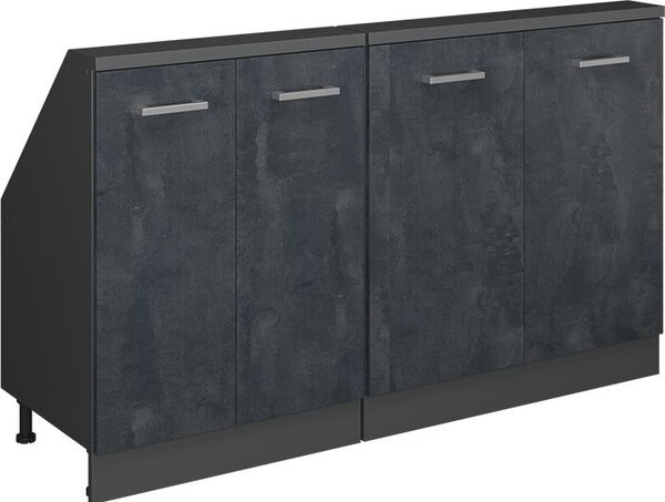 Kuchyňská skříňka pod šikmou střechu Vicco R-Line Černý beton 140 cm Sada 2 kusů, Model 58138