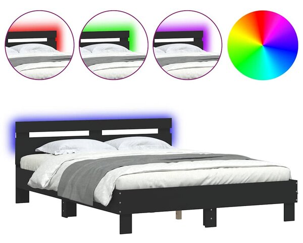 Rám postele s čelem a LED osvětlením černý 140 x 200 cm 3207547