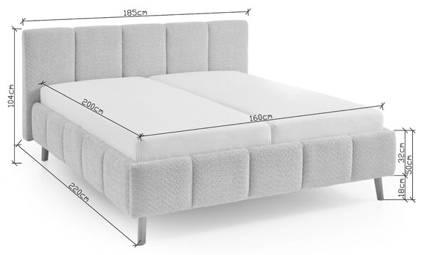 Meise Möbel Béžová dvoulůžková postel Alva 160 x 200 cm s úložným prostorem