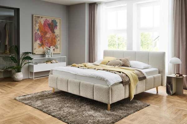 Meise Möbel Krémová dvoulůžková postel Alva 160 x 200 cm s úložným prostorem