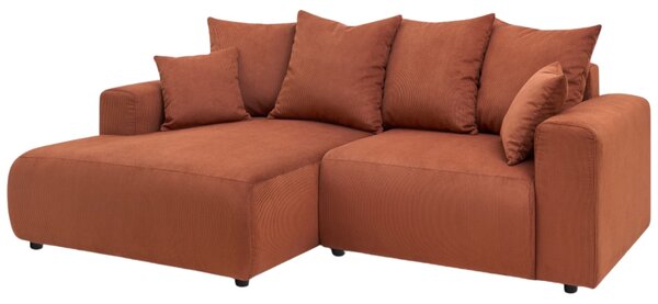 -25 % Dny MOMENTI– Bobochic Paris Terakotově oranžová manšestrová rohová pohovka Enjoy 237 cm, levá