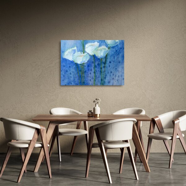 Skleněný obraz - Bílé tulipány (70x50 cm)