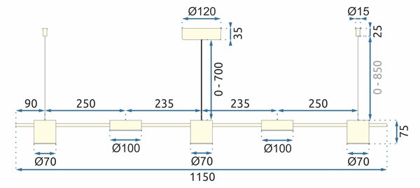 TooLight Stropní svítidlo LED APP929-CP zlaté