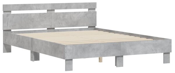 Rám postele s čelem a LED osvětlením betonově šedý 140 x 190 cm 3207563