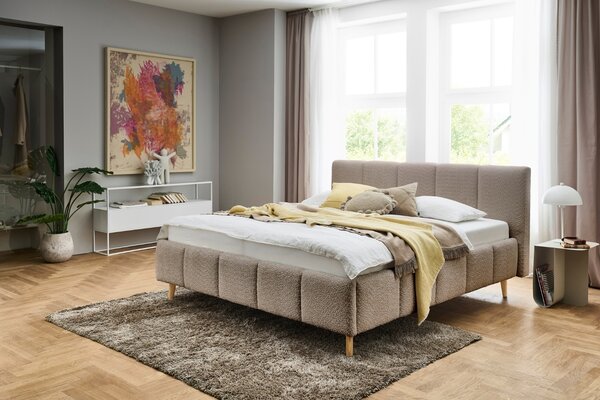 Meise Möbel Béžová dvoulůžková postel Alva 160 x 200 cm s úložným prostorem