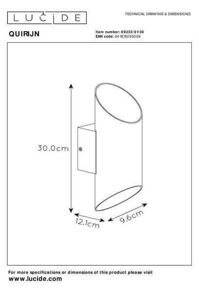 Lucide L092330130 nástěnné svítidlo QUIRIJN G9