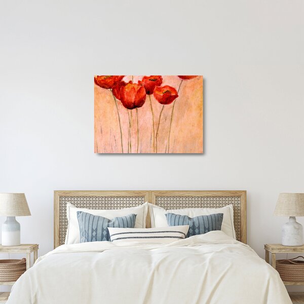 Skleněný obraz - Červené tulipány (70x50 cm)