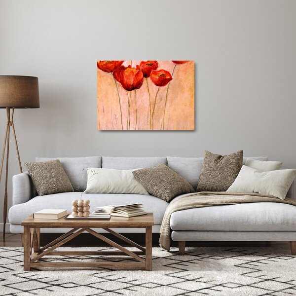 Skleněný obraz - Červené tulipány (70x50 cm)