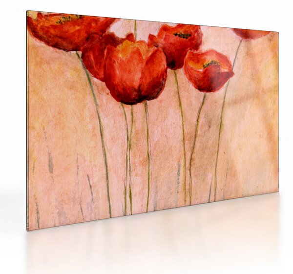 Skleněný obraz - Červené tulipány (70x50 cm)