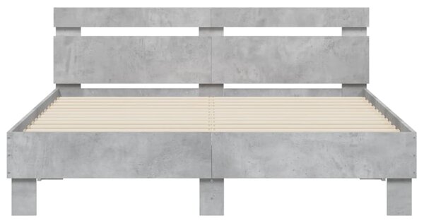 Rám postele s čelem a LED osvětlením betonově šedý 140 x 190 cm 3207563