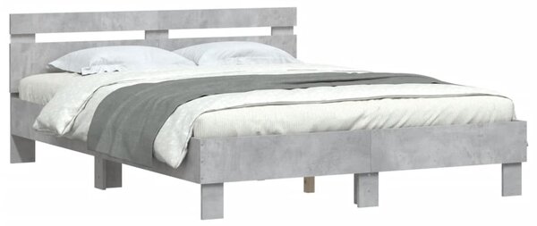 Rám postele s čelem a LED osvětlením betonově šedý 140 x 190 cm 3207563