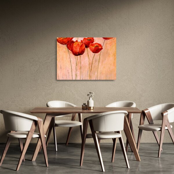 Skleněný obraz - Červené tulipány (70x50 cm)