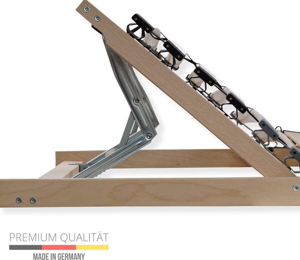7zónová lamelová postel 160x200 (2x 80x200) s nastavitelnou opěrkou hlavy - Ergonomická 7zónová postel s robustním rámem z bukového dřeva, 28 flexibilních lamel, 2x postel 80x200, VÝROBA V NĚMECKU, maximální nosnost cca 150 kg