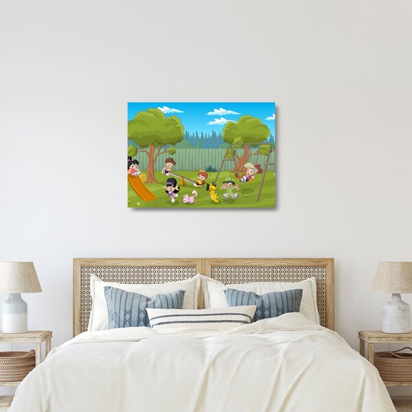 Skleněný obraz - Děti na hřišti (70x50 cm)