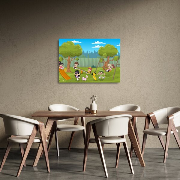 Skleněný obraz - Děti na hřišti (70x50 cm)