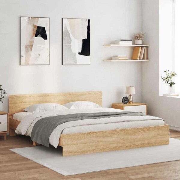 Rám postele s čelem a LED osvětlením dub sonoma 200 x 200 cm 3207583
