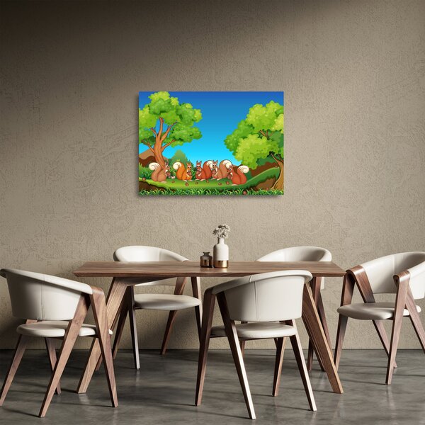 Skleněný obraz - Veselé veverky (70x50 cm)