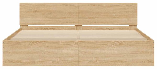 Rám postele s čelem a LED osvětlením dub sonoma 200 x 200 cm 3207583