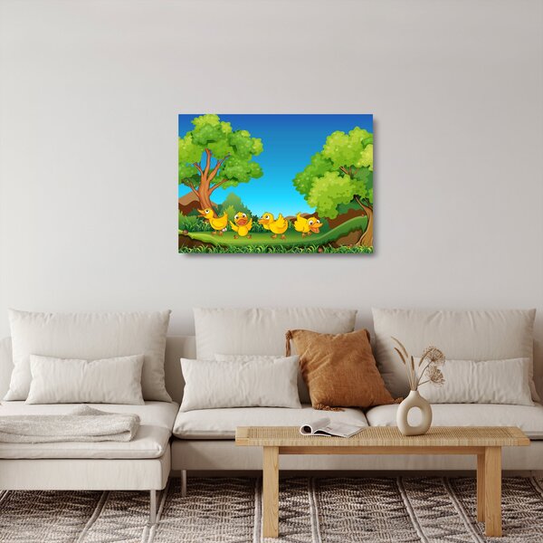 Skleněný obraz - Veselá káčátka (70x50 cm)