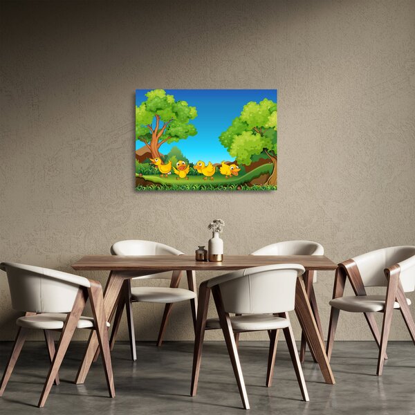 Skleněný obraz - Veselá káčátka (70x50 cm)