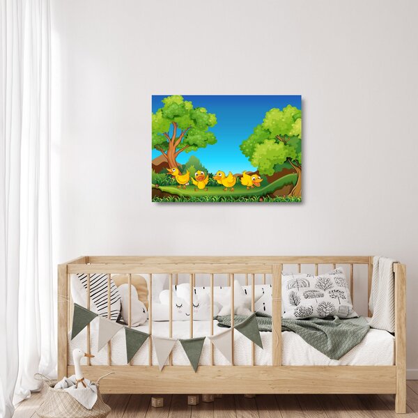 Skleněný obraz - Veselá káčátka (70x50 cm)