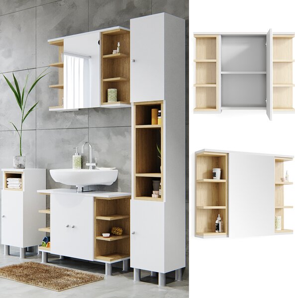 Koupelnová zrcadlová skříňka Vicco Aquis Bílá 79.6 x 64 cm, Model 36070