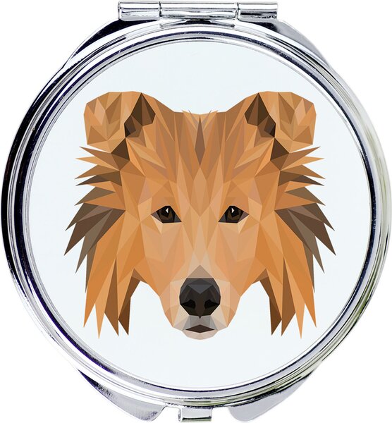 Kolie s dlouhou srstí, skotský ovčák s dlouhou srstí – zrcadlo značky Art-Dog s fotografií a geometrickým vzorem