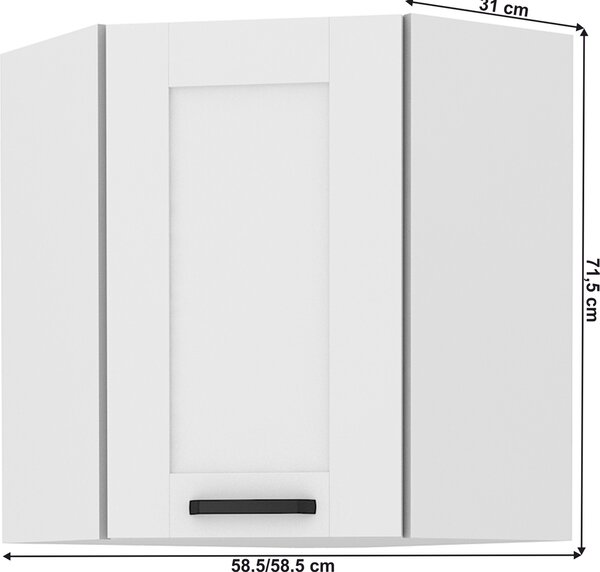 Kondela Horní rohová kuchyňská skříňka Lula 58x58 GN-72 1F - bílá
