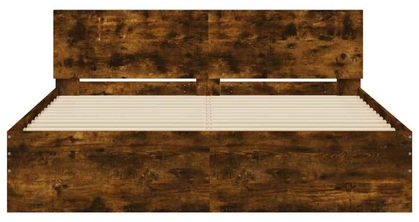 Rám postele s čelem a LED osvětlením kouřový dub 150 x 200 cm 3207606