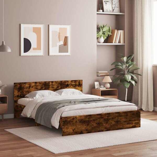 Rám postele s čelem a LED osvětlením kouřový dub 150 x 200 cm 3207606