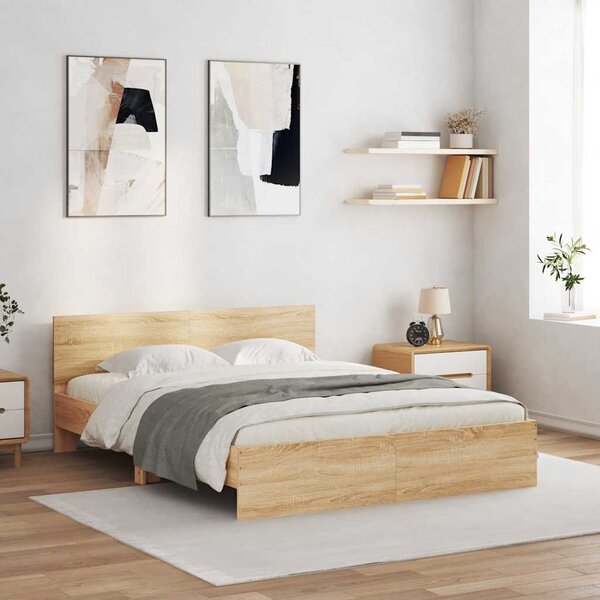 Rám postele s čelem a LED osvětlením dub sonoma 150 x 200 cm 3207604