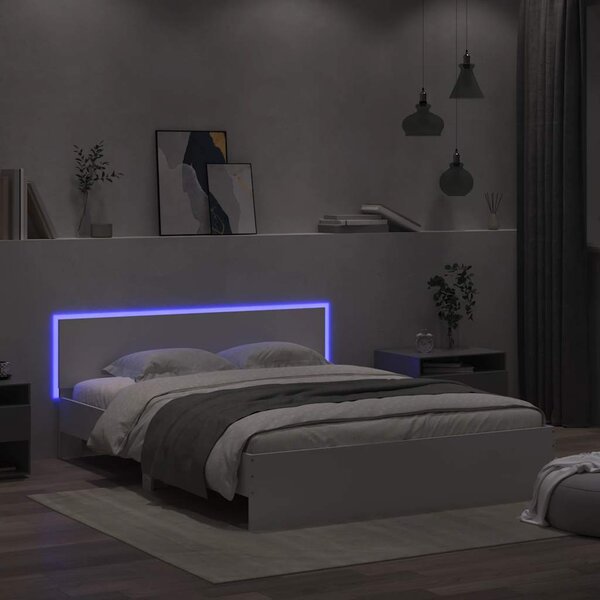 Rám postele s čelem a LED osvětlením bílý 150 x 200 cm 3207602