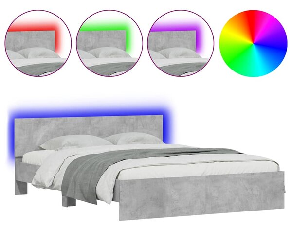 Rám postele s čelem a LED osvětlením betonově šedý 150 x 200 cm 3207605