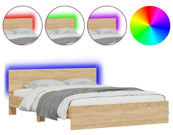 Rám postele s čelem a LED osvětlením dub sonoma 150 x 200 cm 3207604