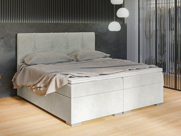 Jednolůžková boxspring postel 120 cm Luffy (světle šedá) (s matrací a úl. prostorem)